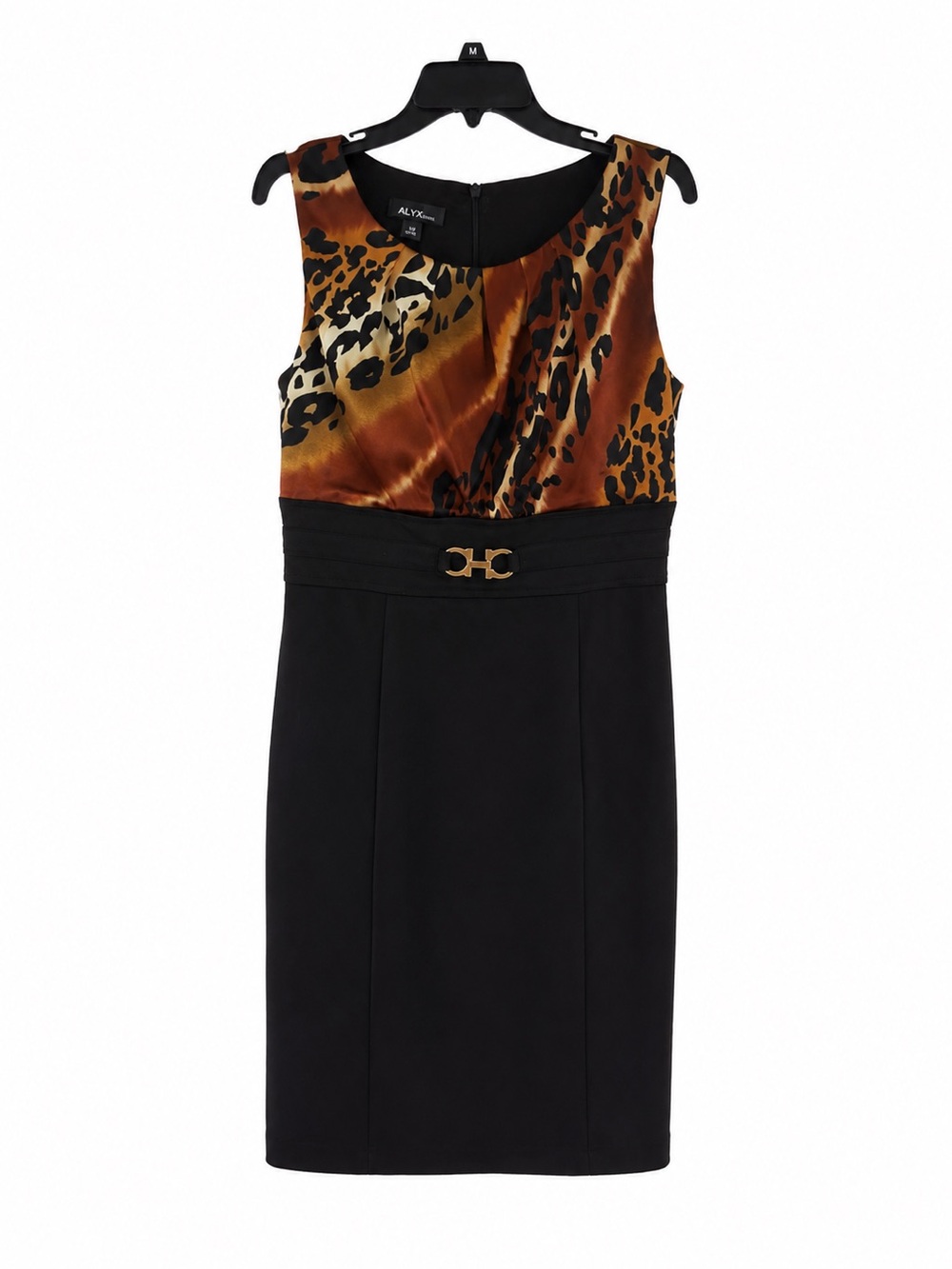 Y2K Alyx Satin Leopard Print & Black Sheath Dress